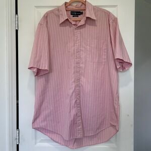 Polo Ralph Lauren Shirt 100% Cotton Short Sleeve Button Up Pink Striped Mens XL